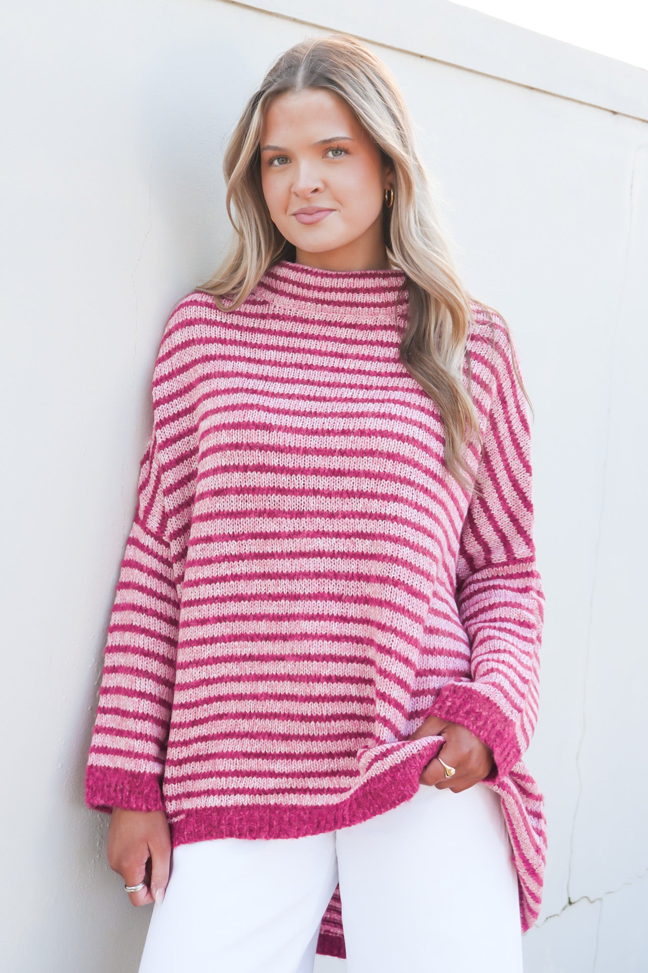Kailee Knit Jumper Berry Stripe