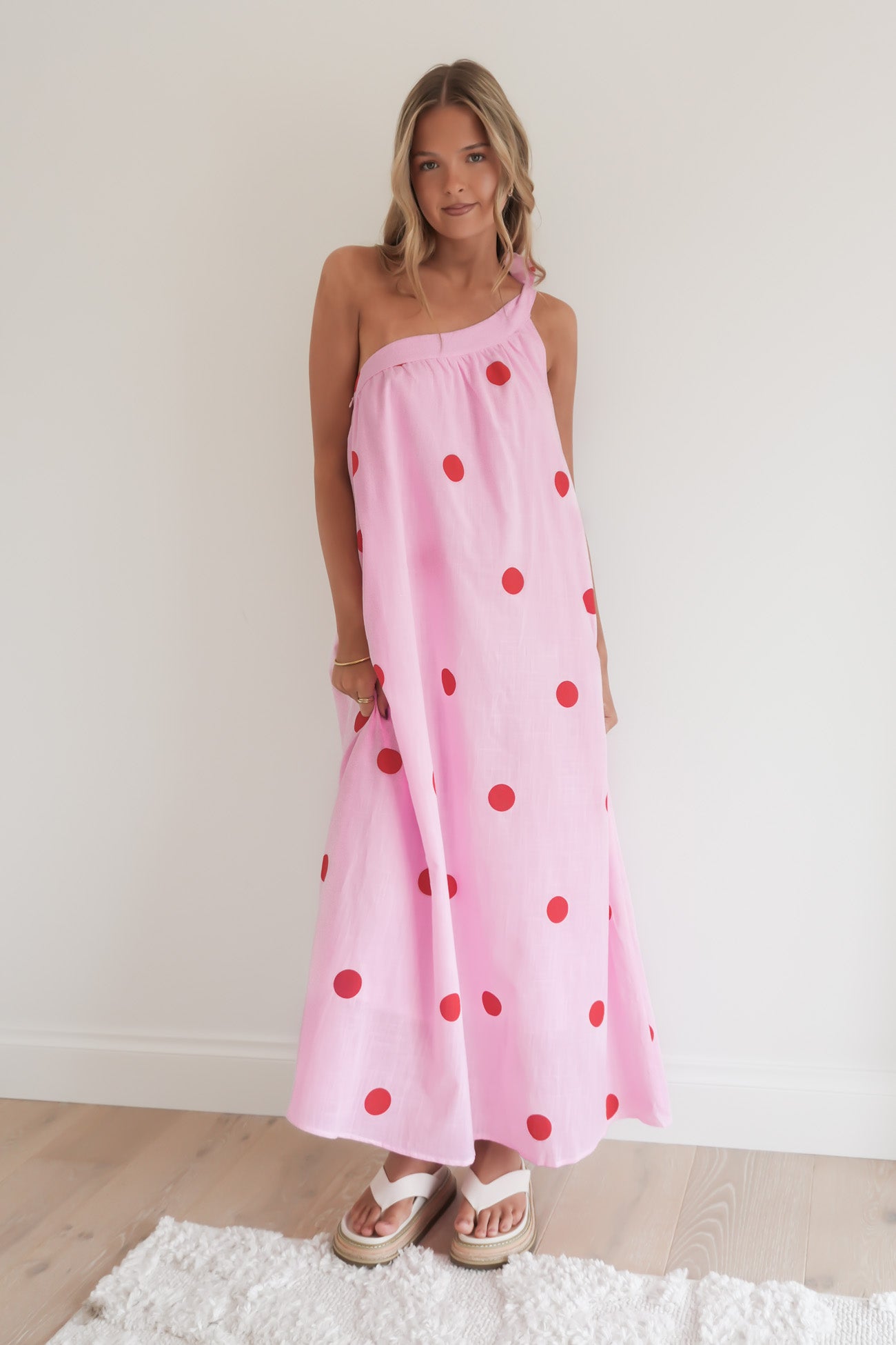 Kaley Maxi Dress Pink Polka Dot