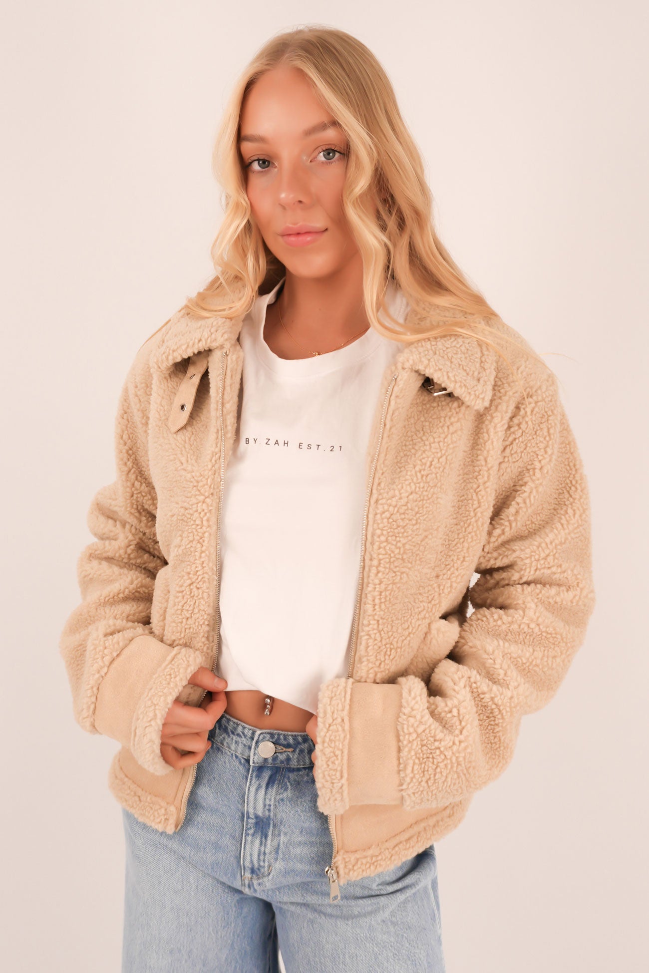 Kalvin Aviator Teddy Bomber Beige
