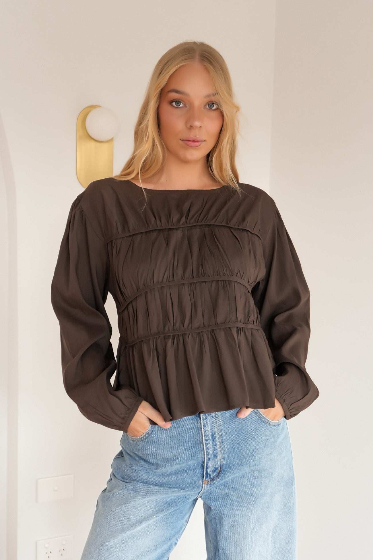 Keele Long Sleeve Top Chocolate