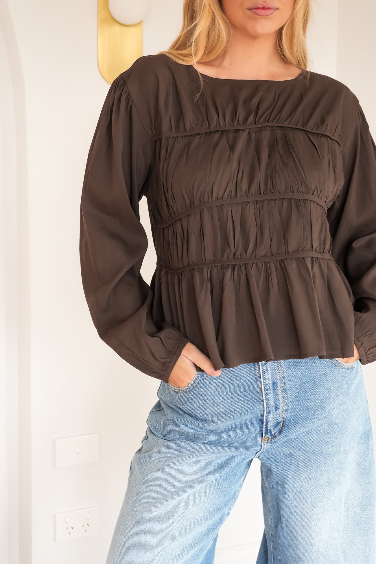 Keele Long Sleeve Top Chocolate