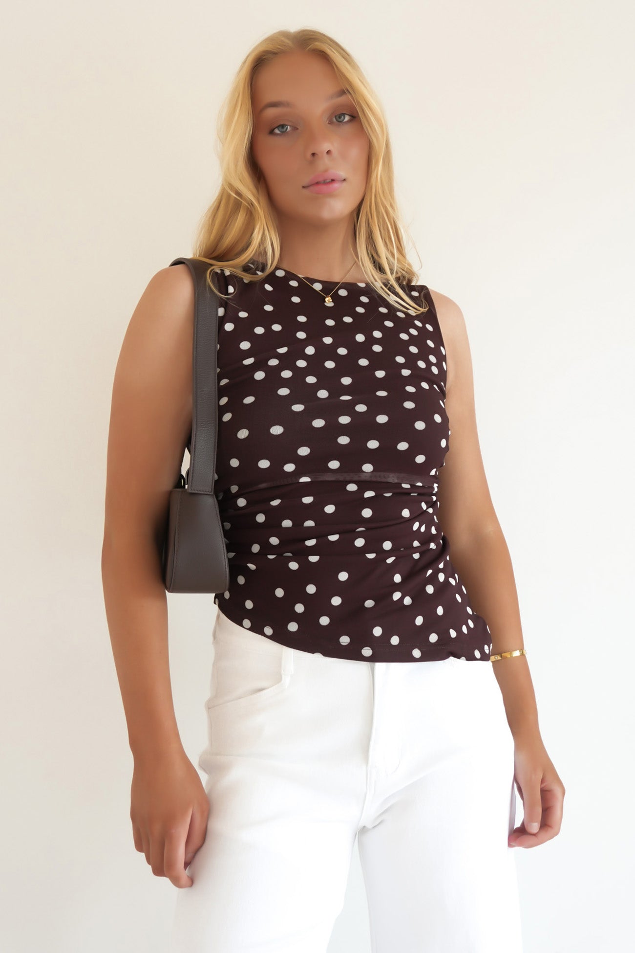 Kieran Top Chocolate Polka Dot