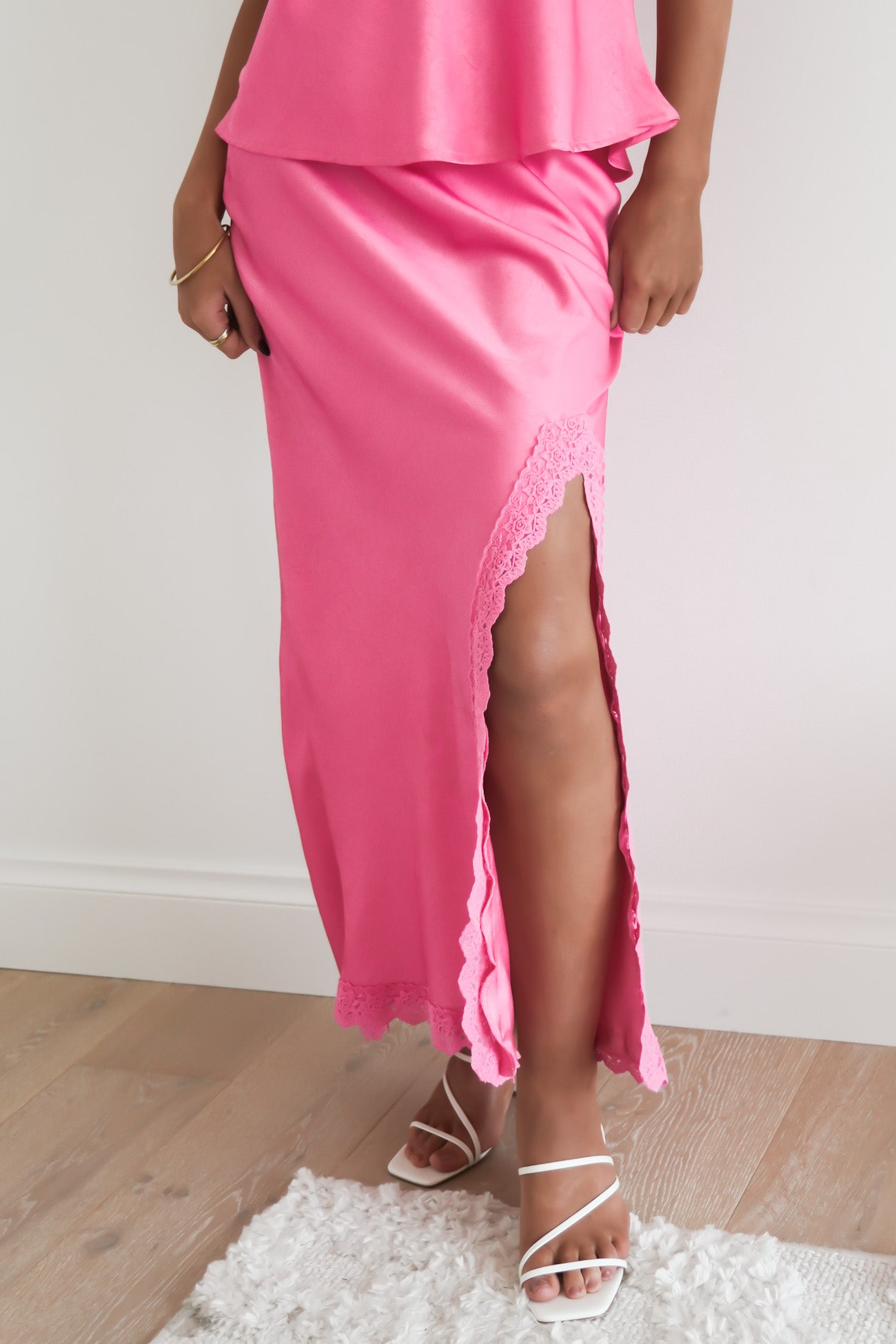 Kiva Lace Maxi Skirt Pink