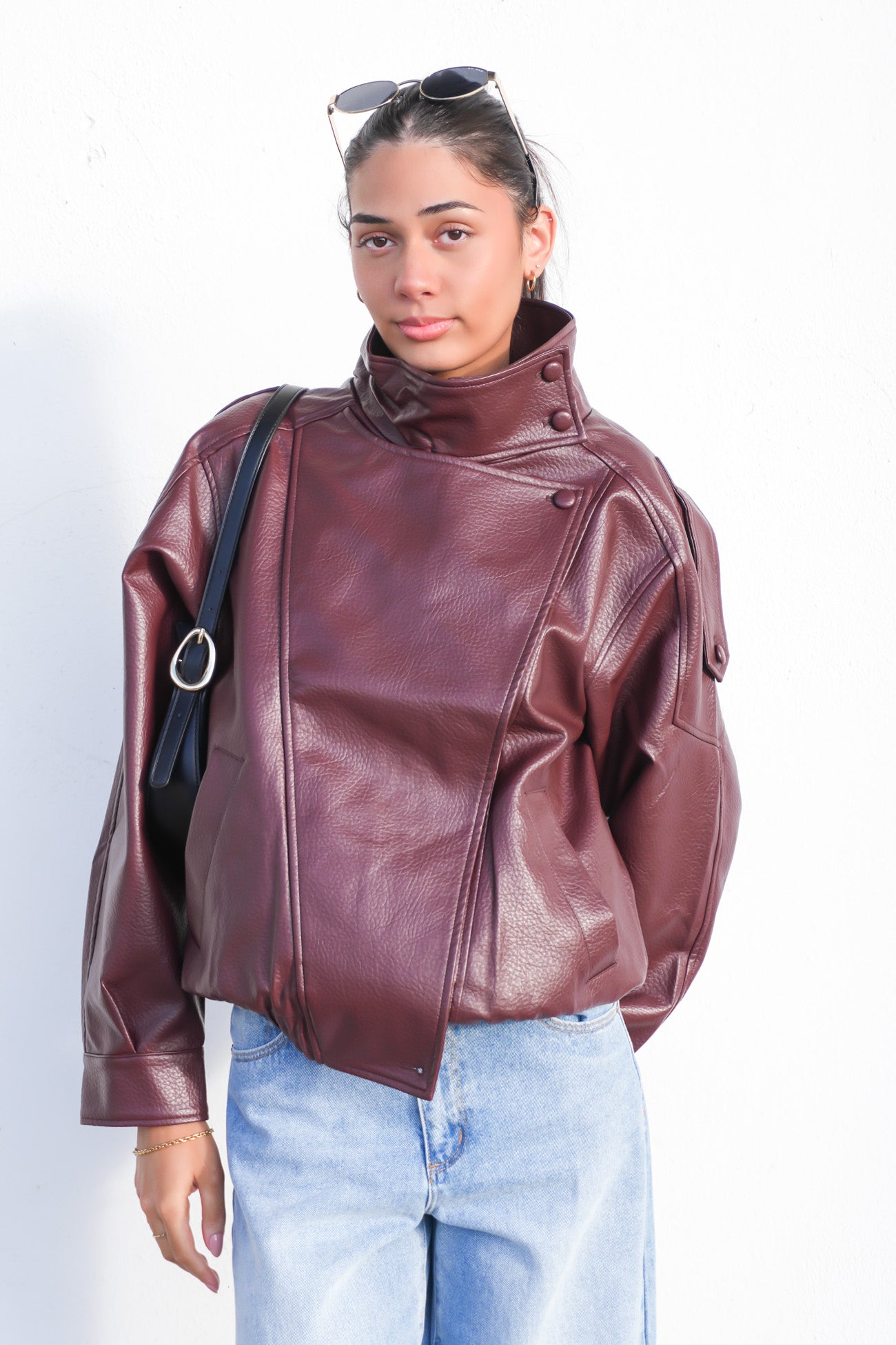 Kylea Pleather Jacket Wine