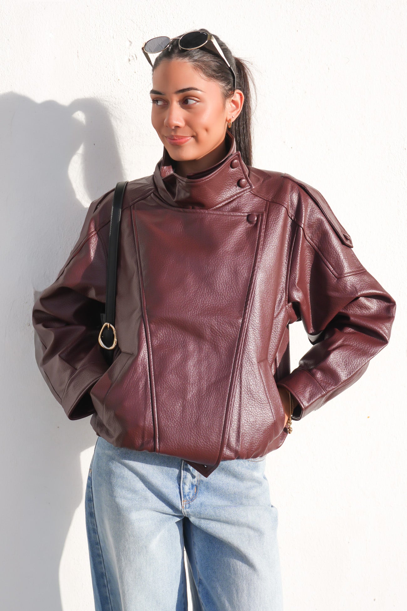 Kylea Pleather Jacket Wine