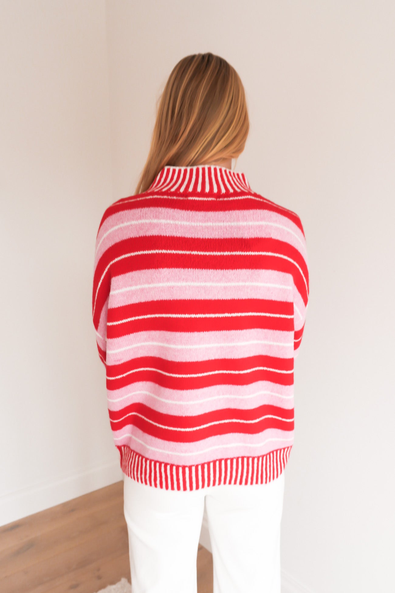 Kyra Knit Jumper Red Pink Stripe