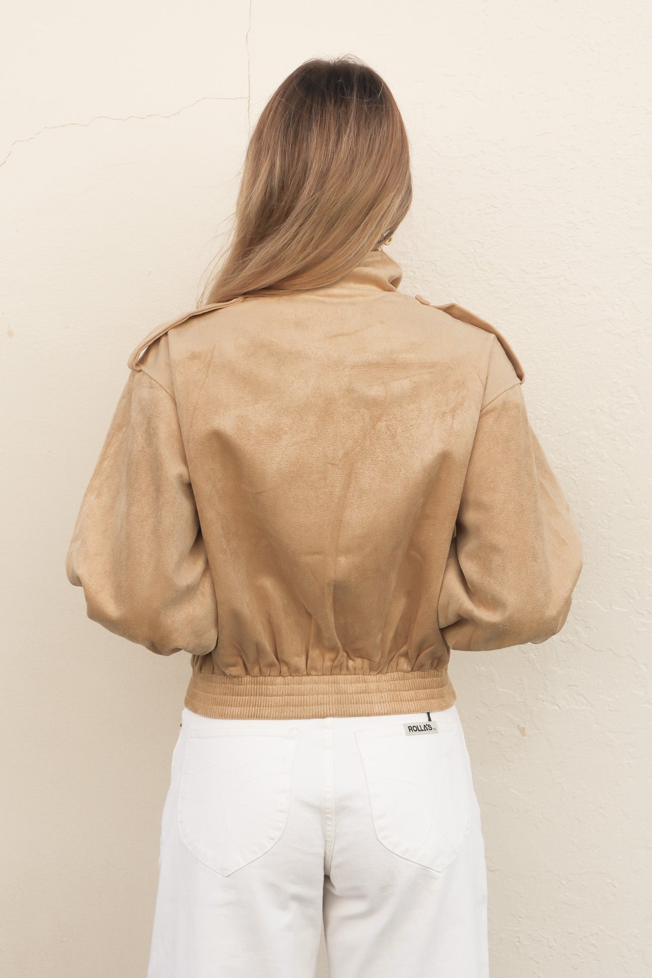 Leeha Faux Suede Bomber Beige