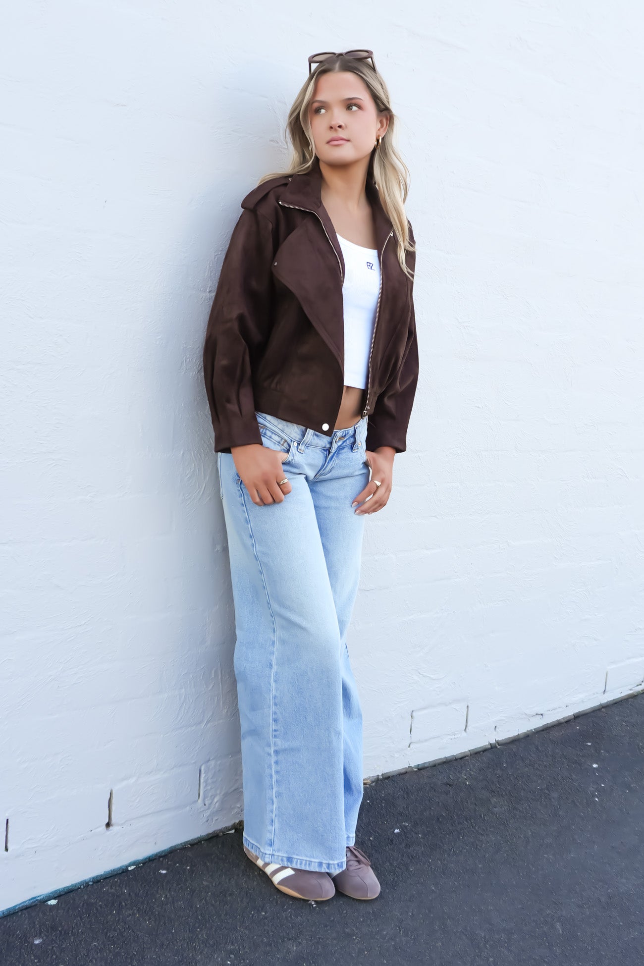 Leeha Faux Suede Bomber Chocolate