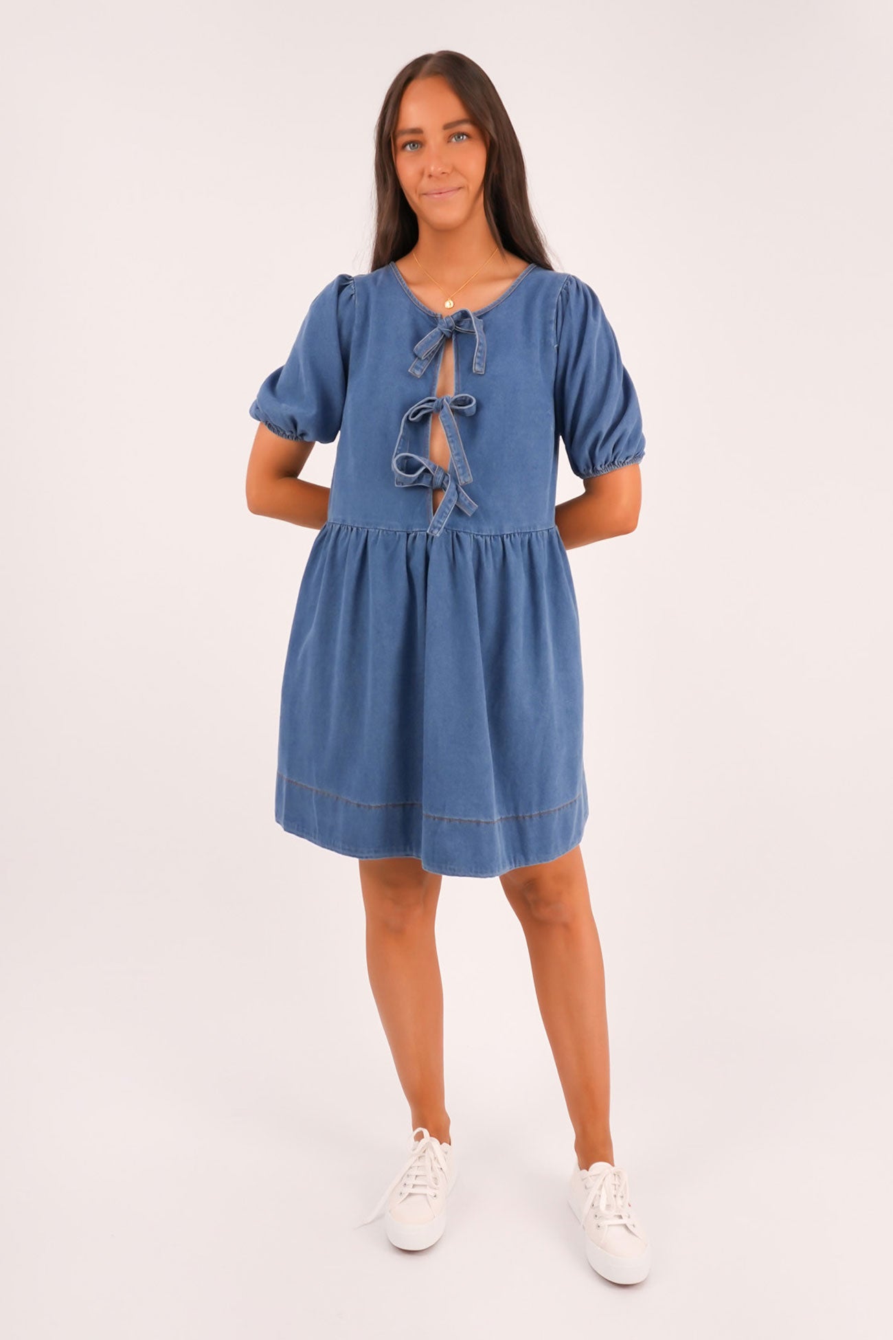 Leto Denim Mini Dress Blue
