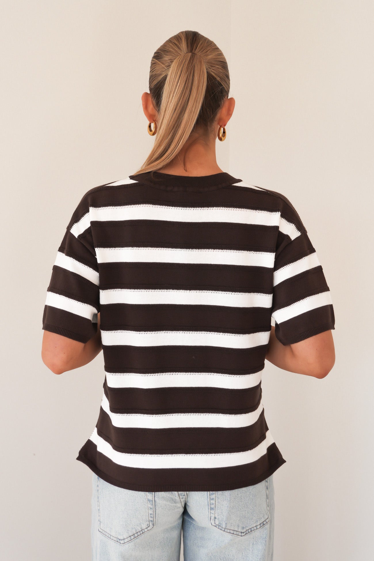 Libby Boxy Top Chocolate Stripe