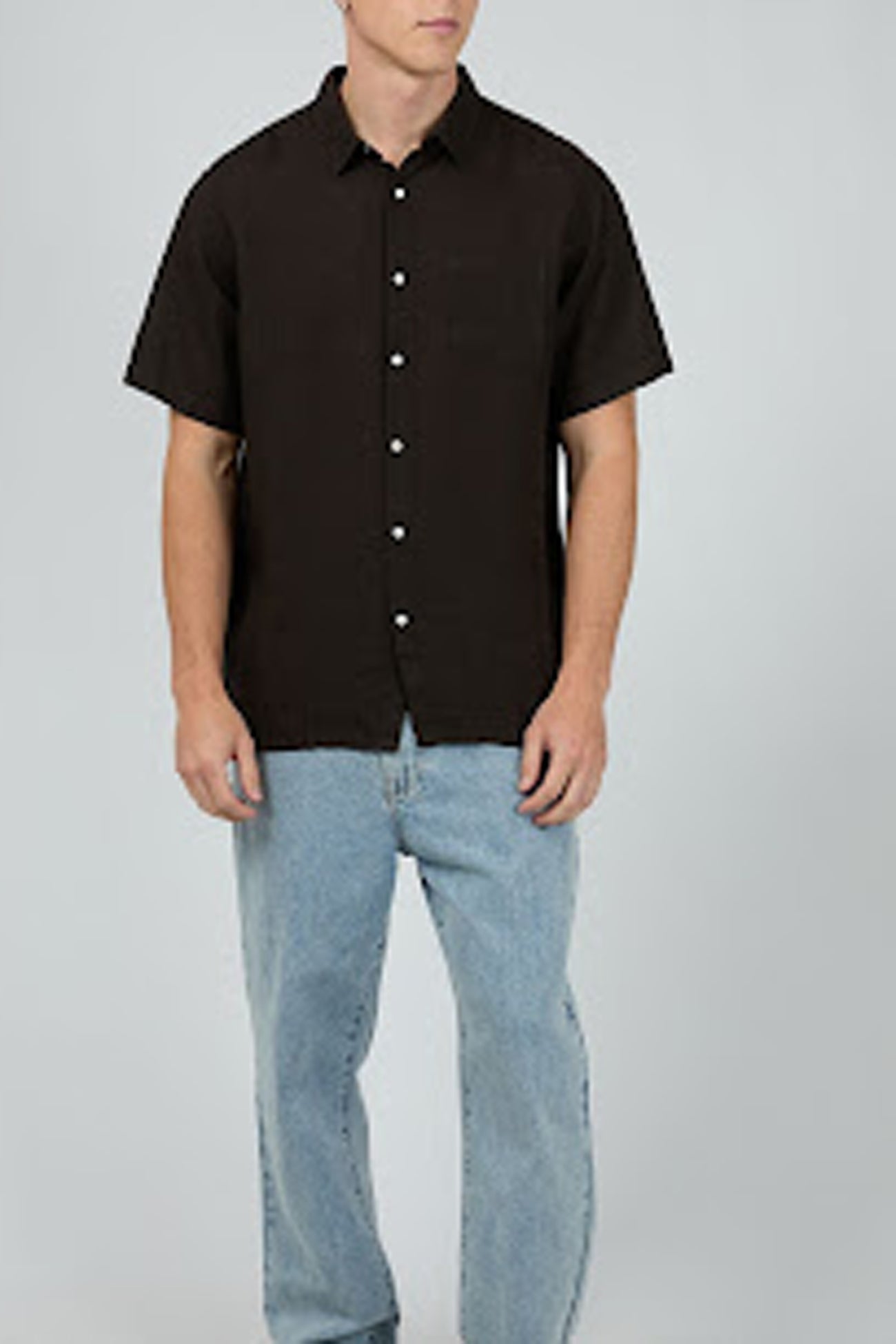 Linen Short Sleeve Shirt Black