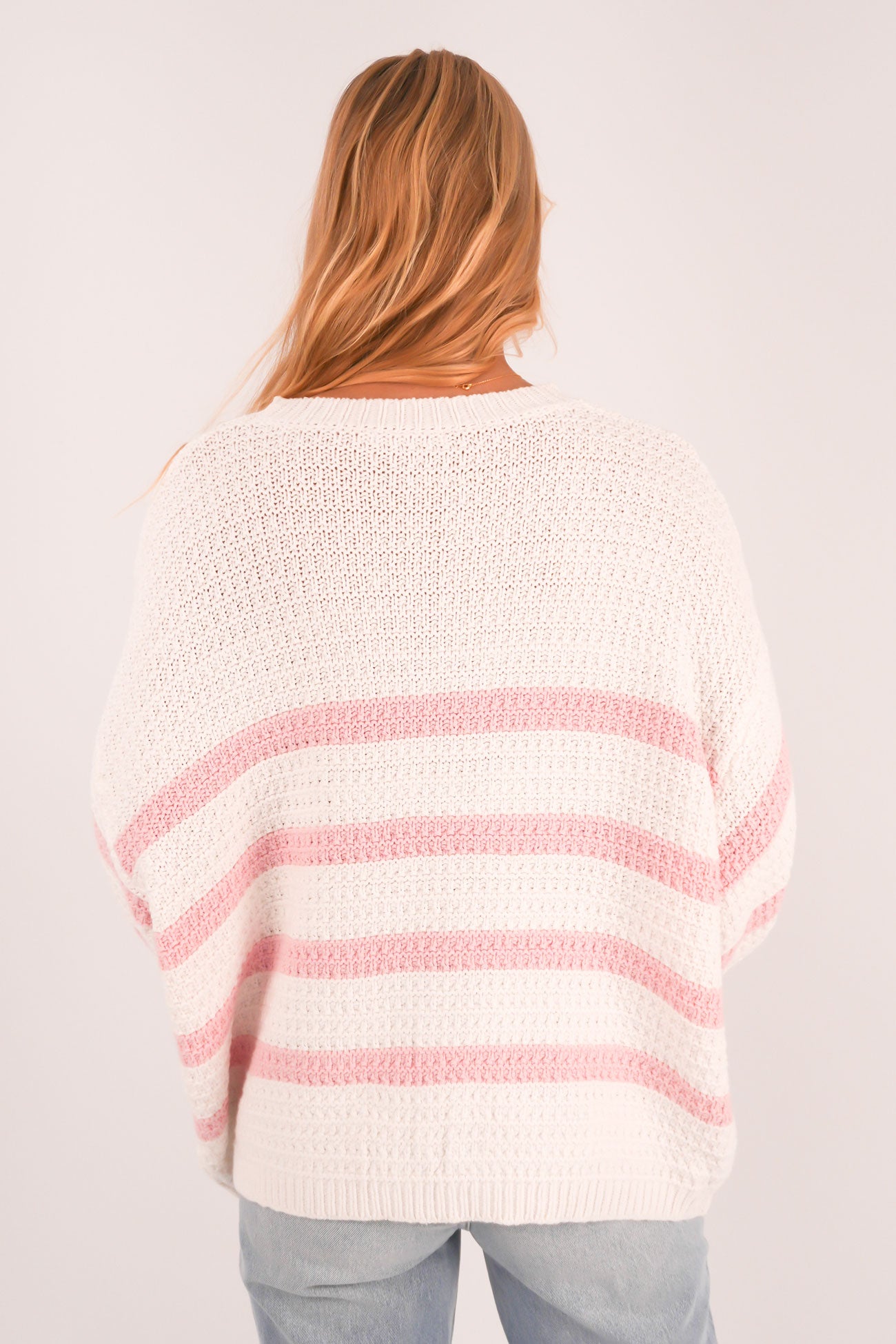 Lissie Knit White Pink Stripe