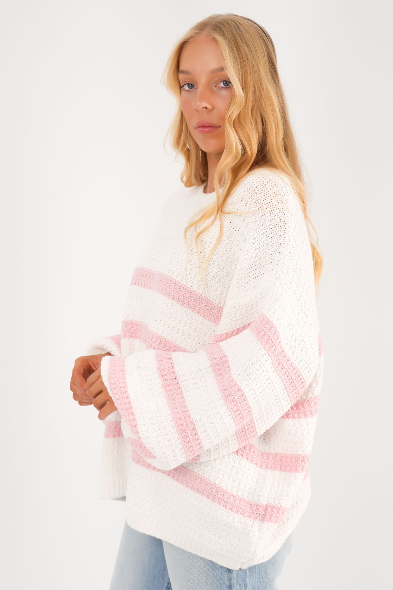 Lissie Knit White Pink Stripe