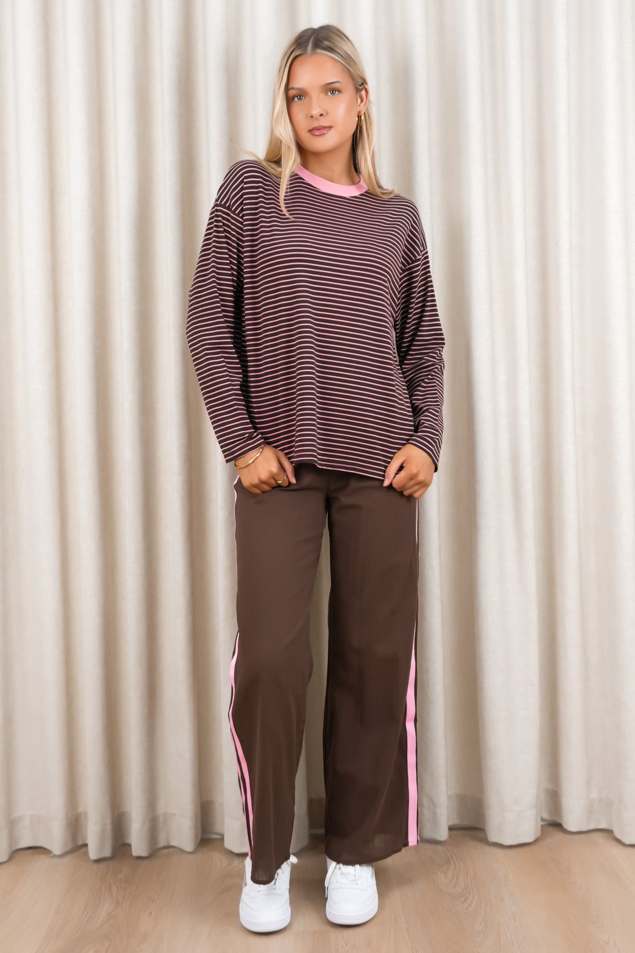 Loren Set Pink Chocolate Stripe