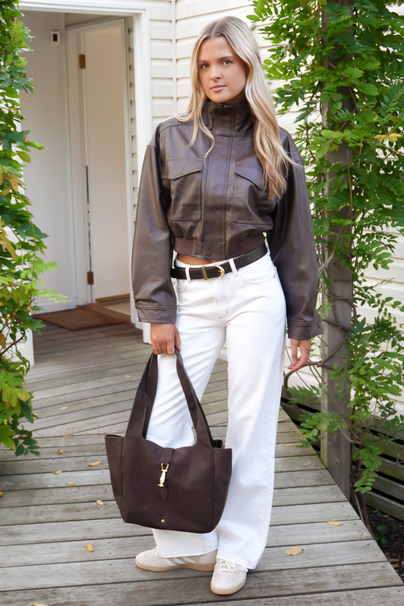 Lottie Pleather Jacket Brown