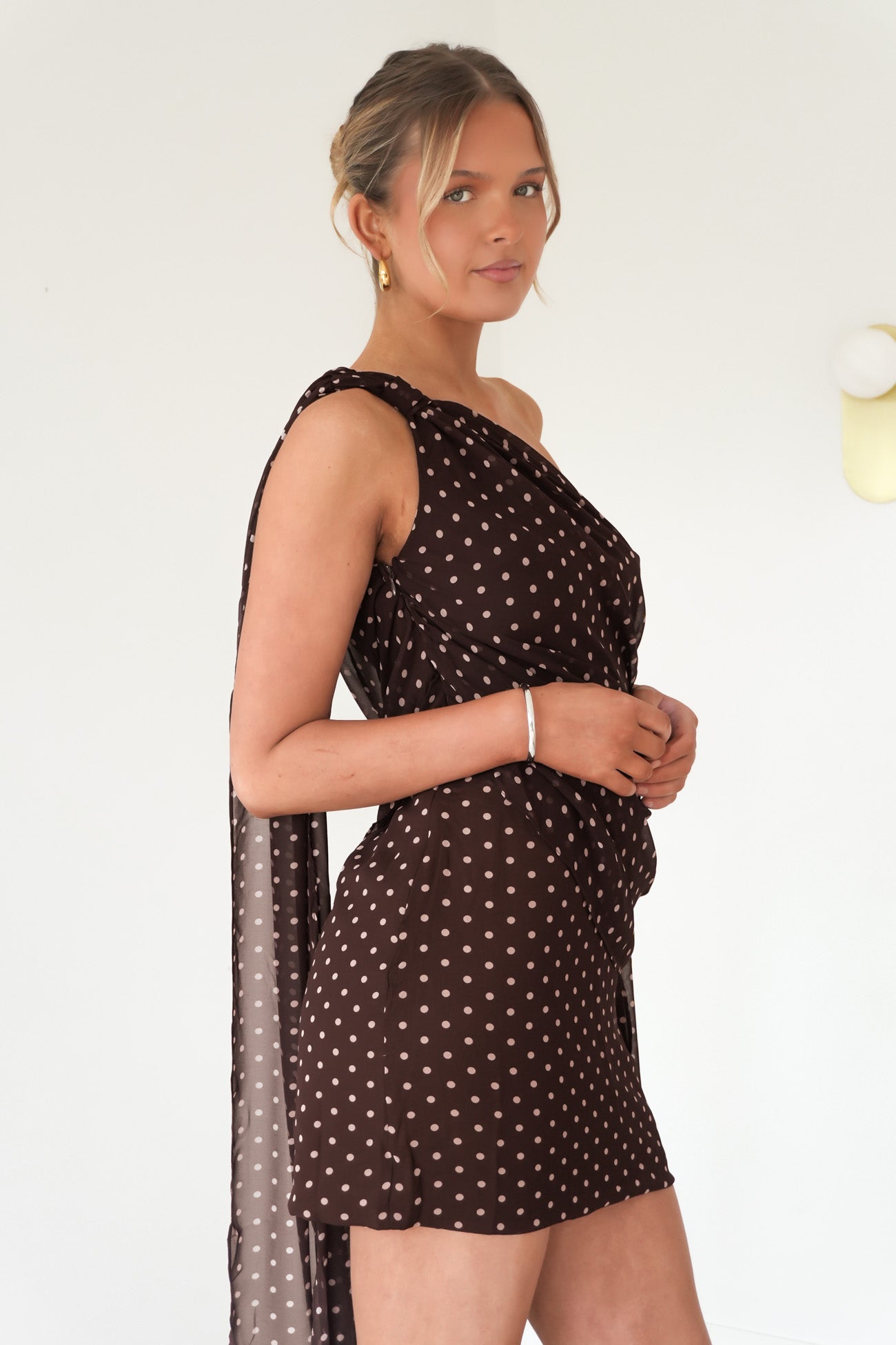 Lucinda Mini Dress Brown Polka Dot