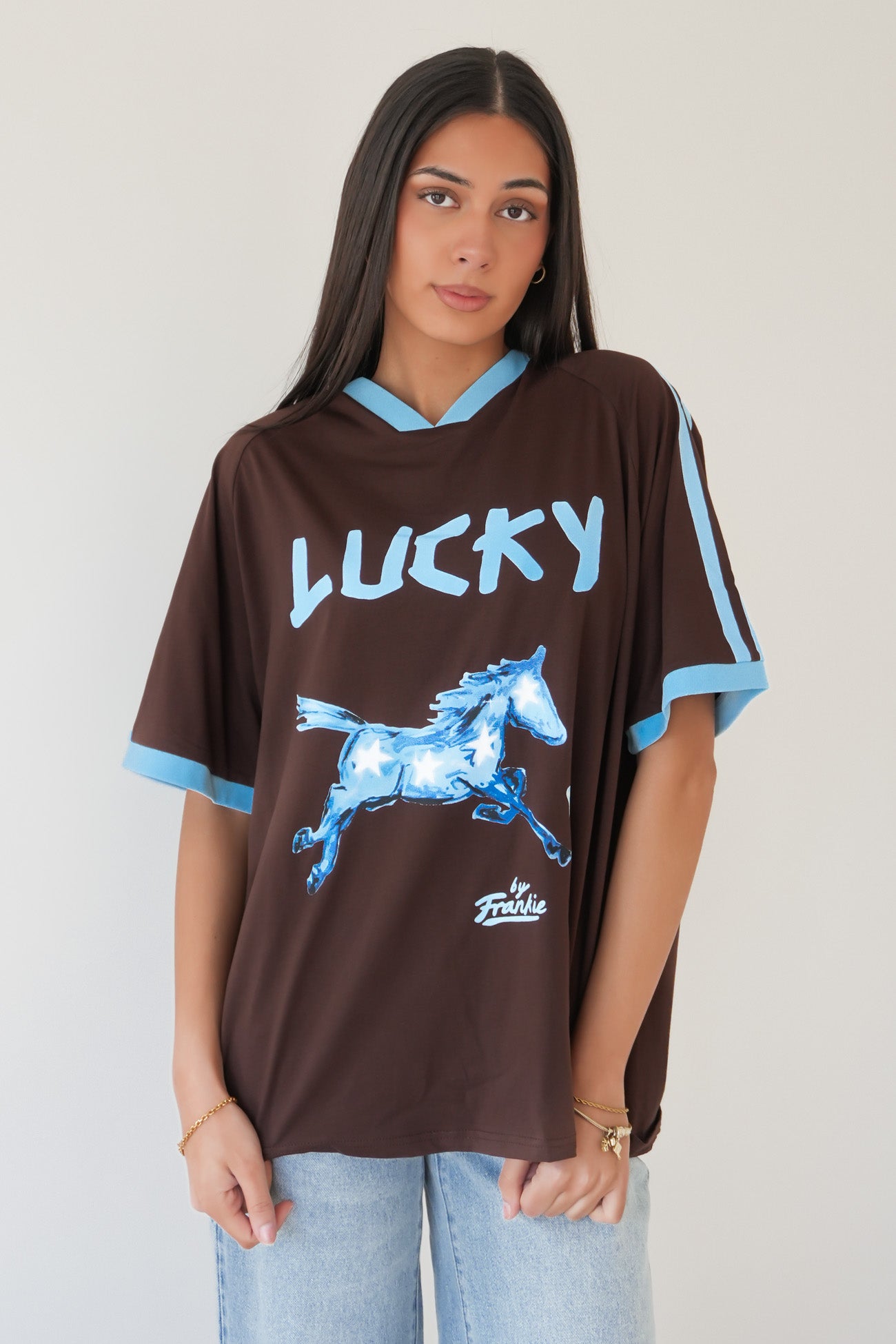 Lucky Horse Tee Chocolate Blue