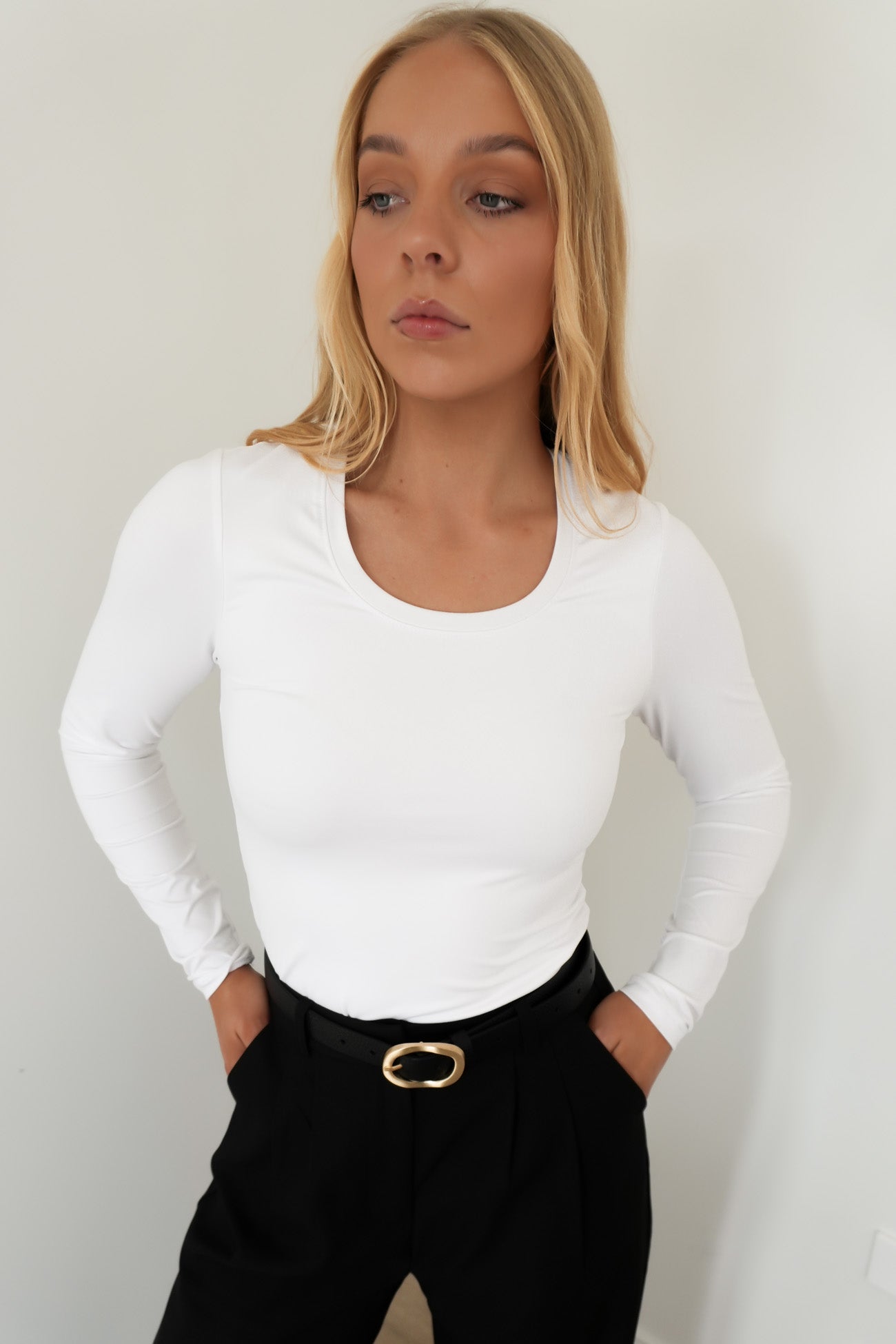 Luxe Basic Long Sleeve Tee White