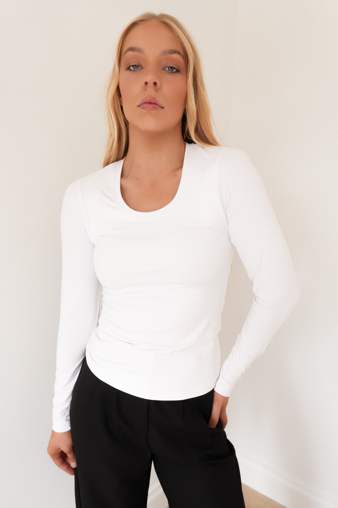 Luxe Basic Long Sleeve Tee White