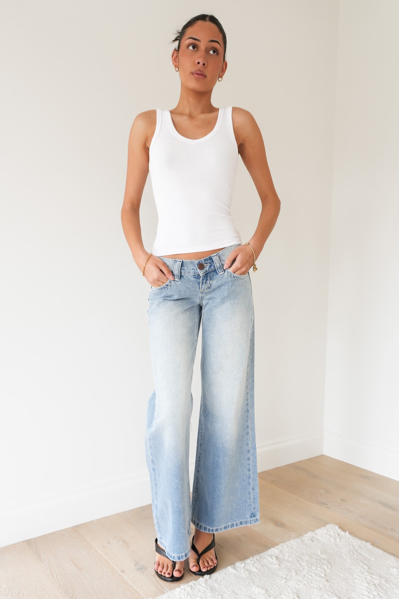 Luxe Rib Vee Tank White