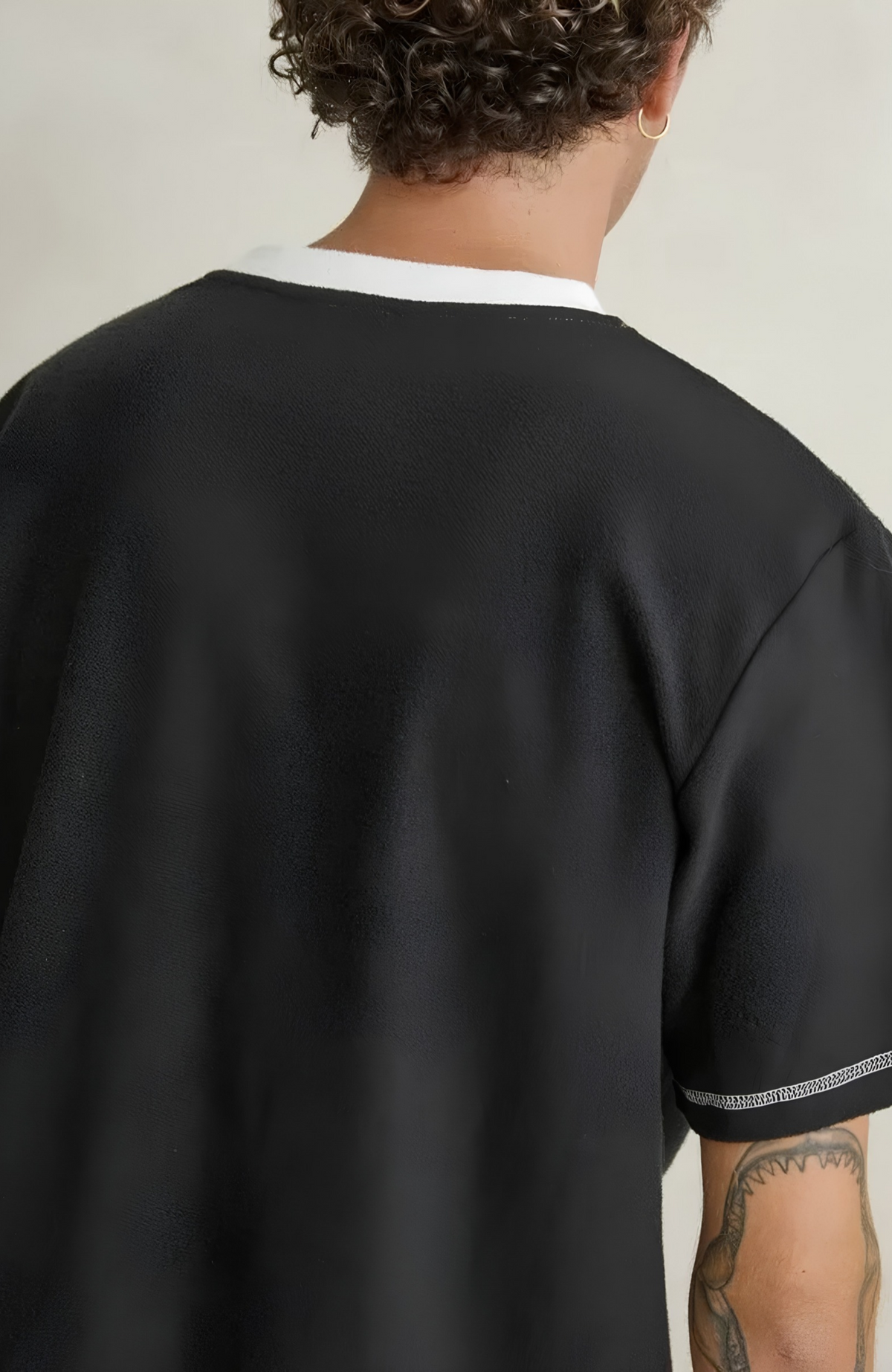 Contrast Vintage Terry Short Sleeve T-Shirt Black