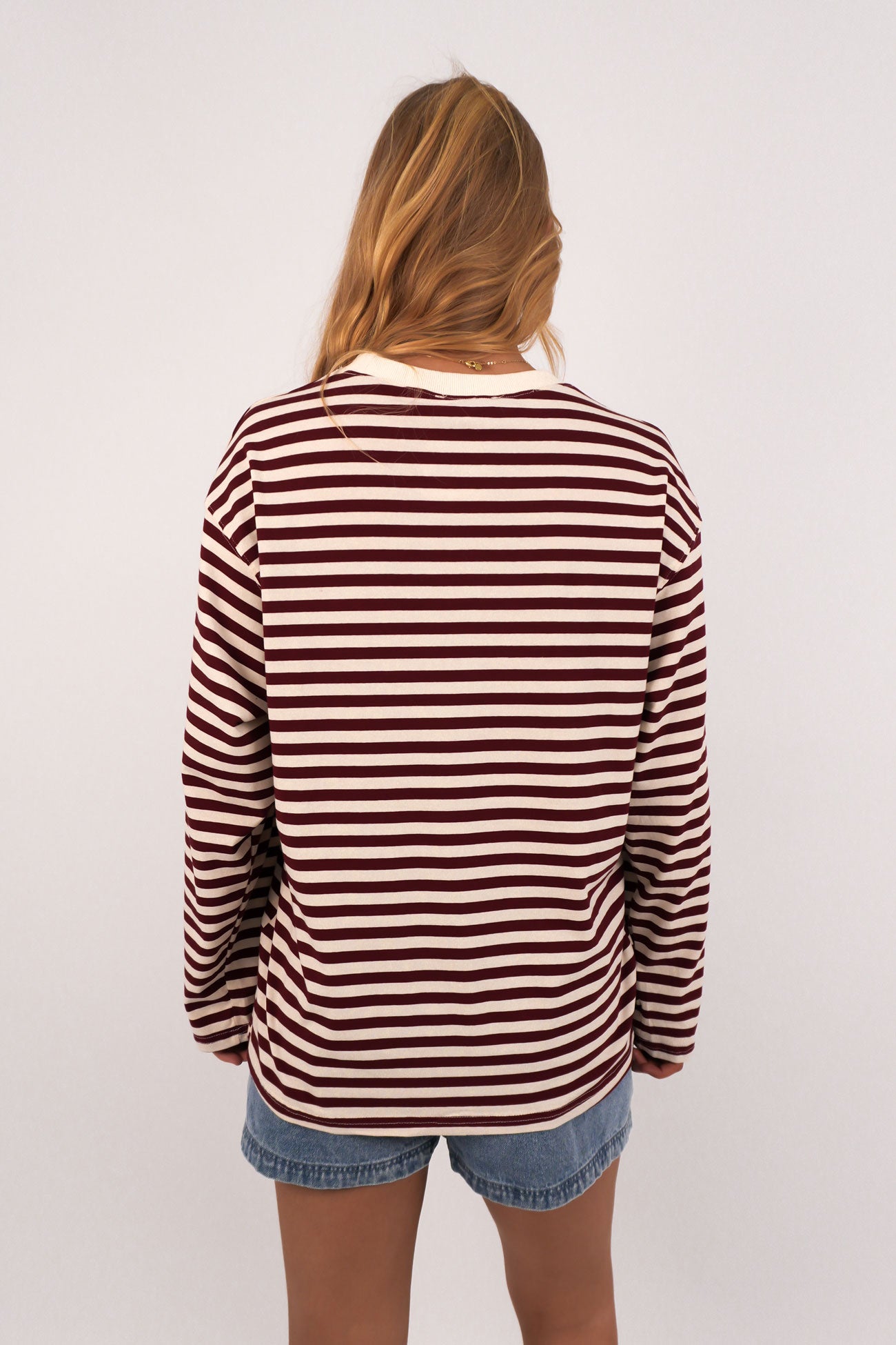 Maddie Long Sleeve Tee Burgundy Cream