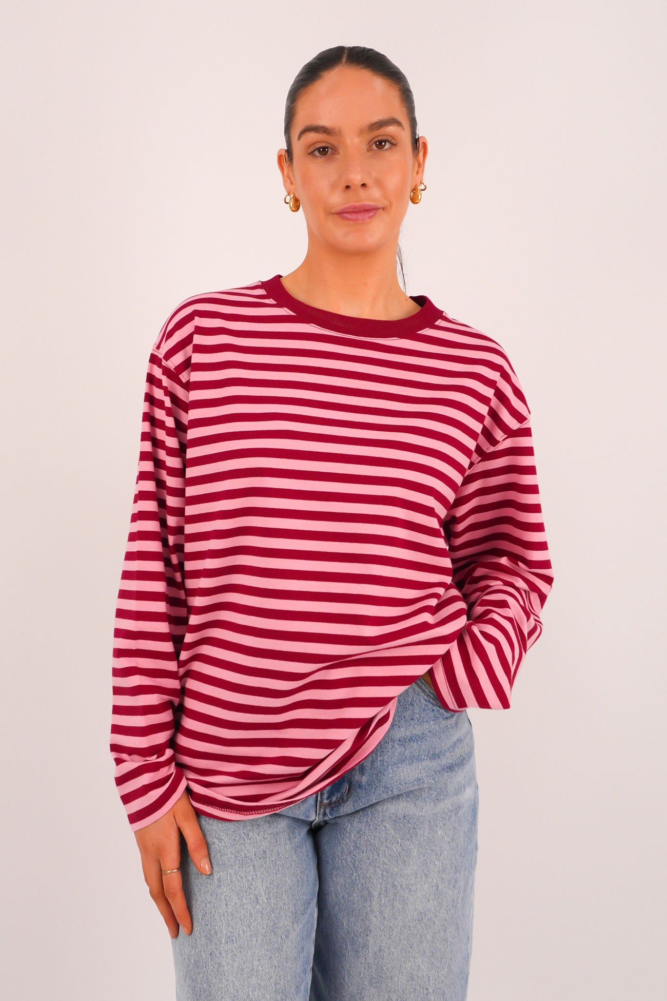 Maddie Long Sleeve Tee Red Pink