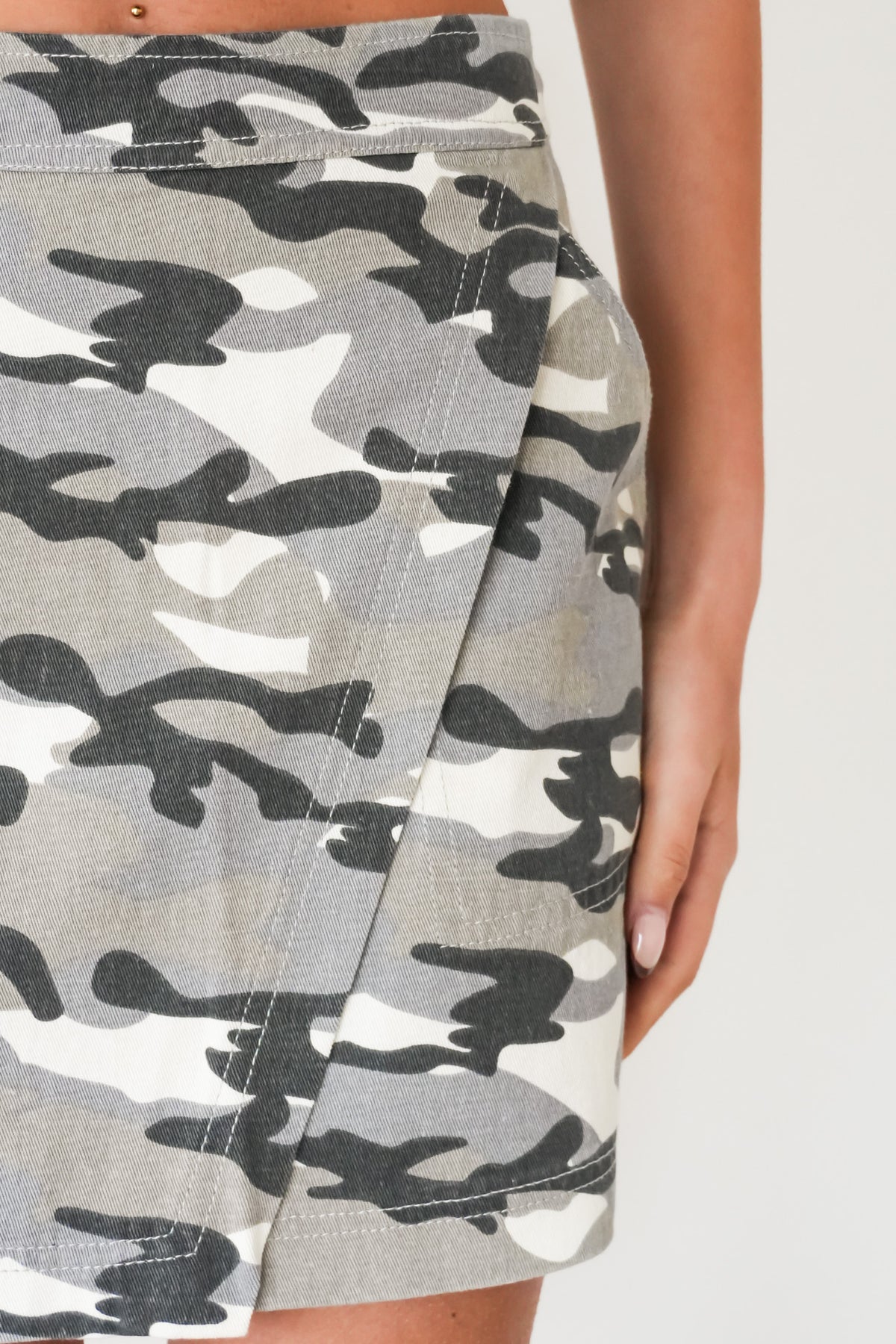 Maegan Denim Mini Skirt Camo