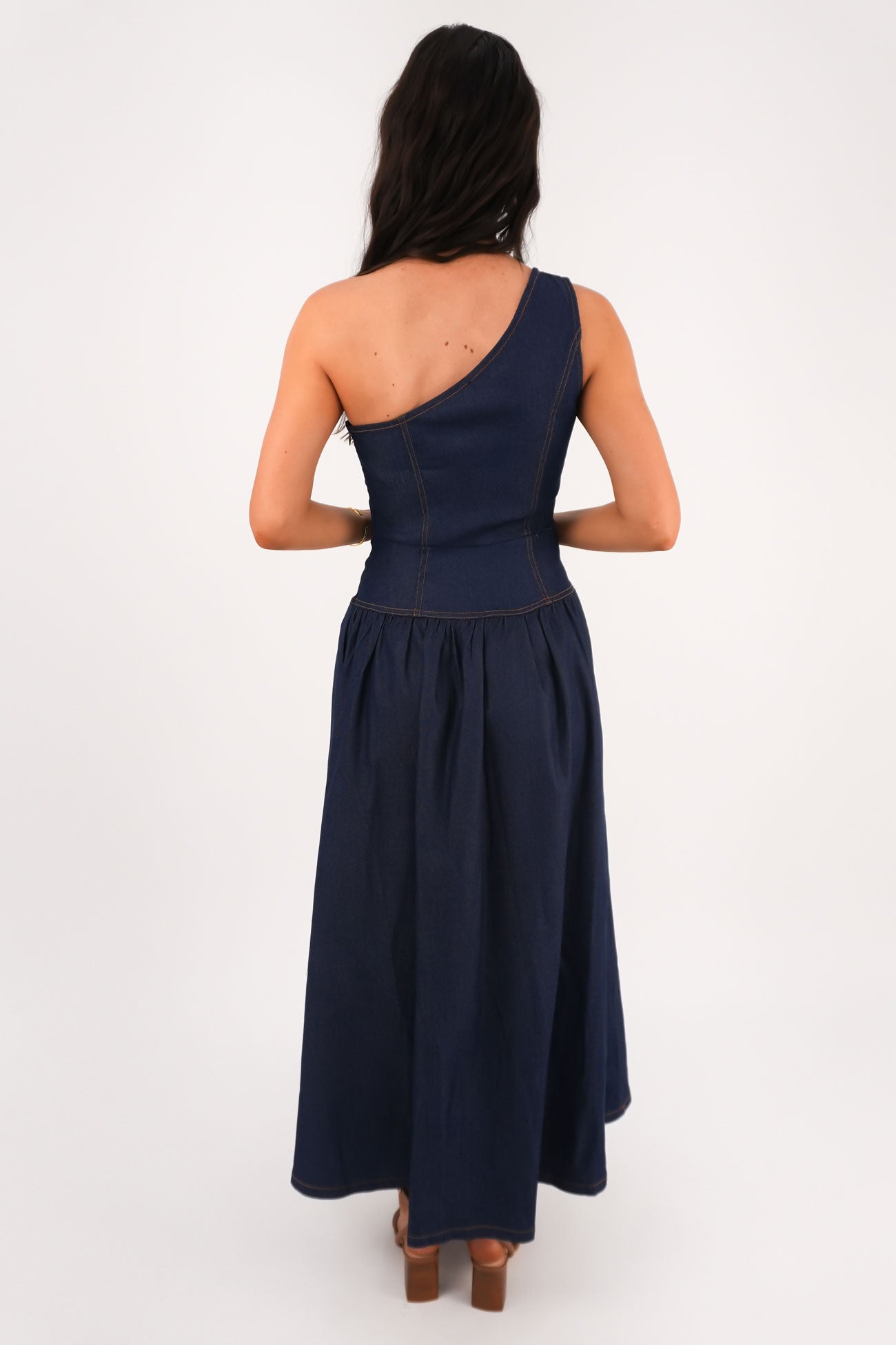 Mario Denim Midi Dress Dark Blue