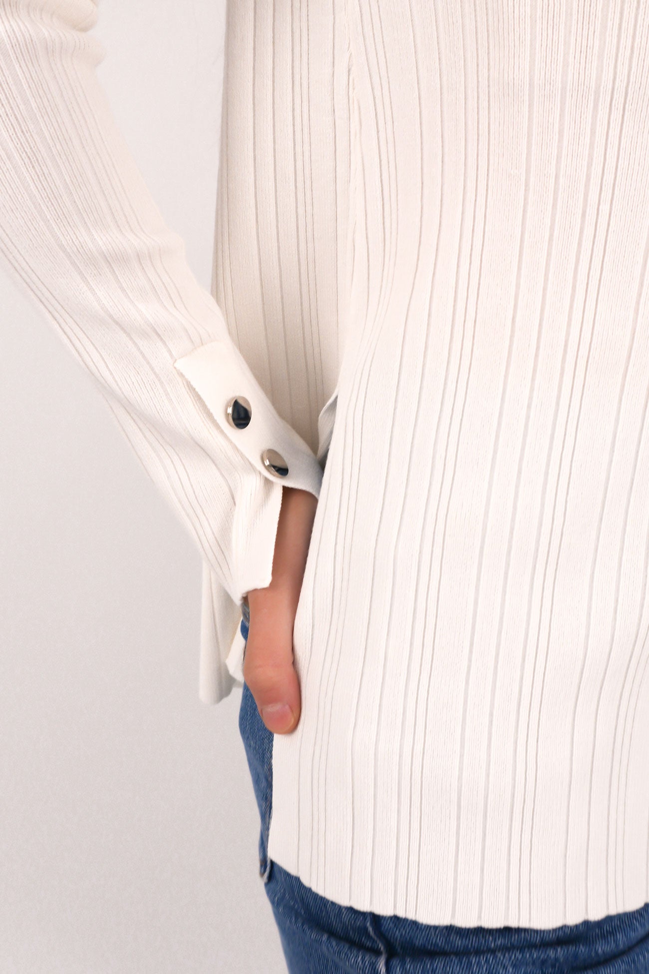 Marsha Rib Long Sleeve Top White