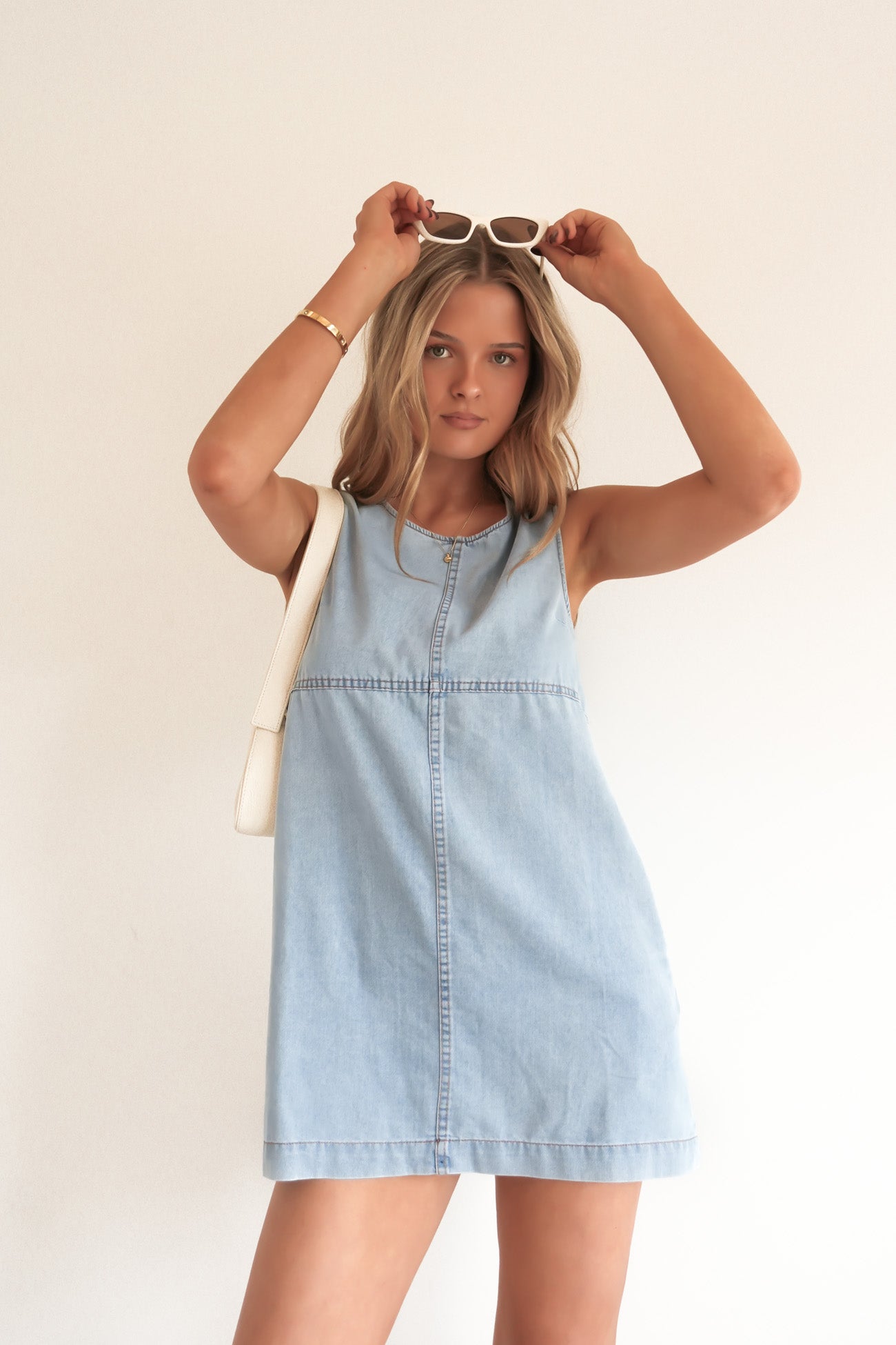 Maya Denim Mini Dress Light Blue