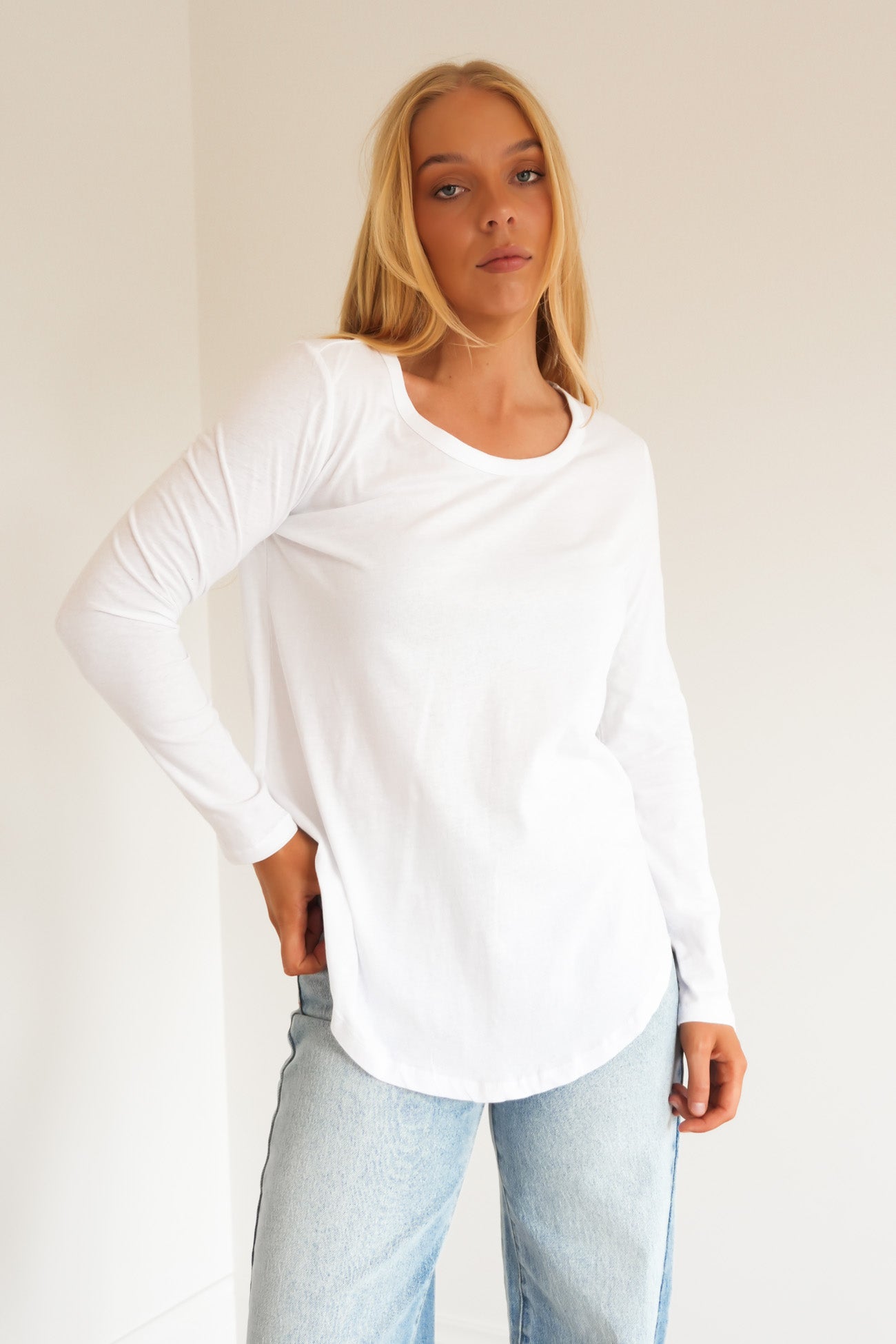 Megan Long Sleeve Top White
