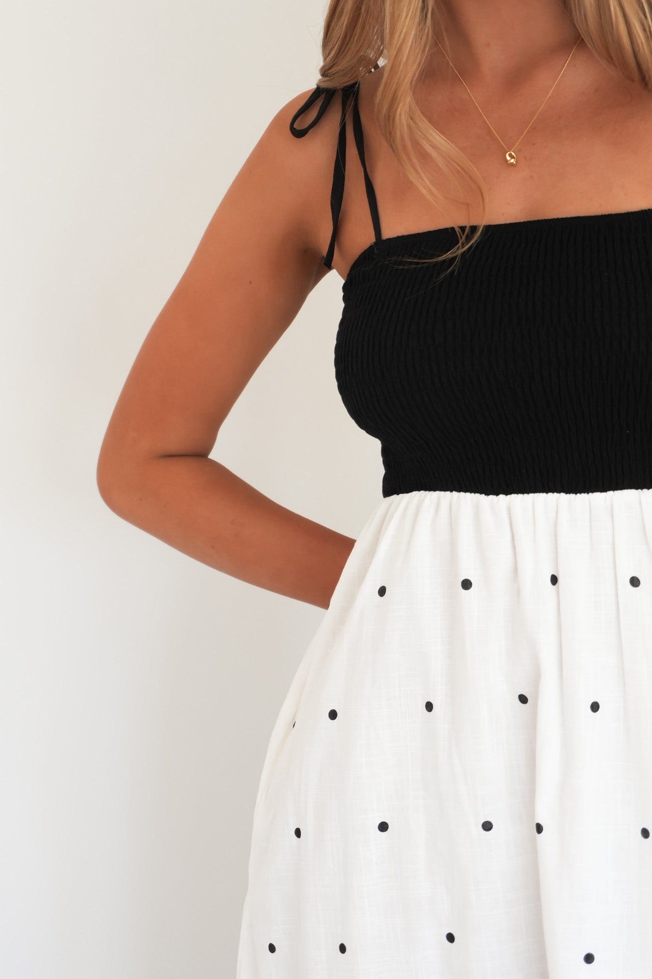 Merrick Maxi Dress Black White Polka Dot