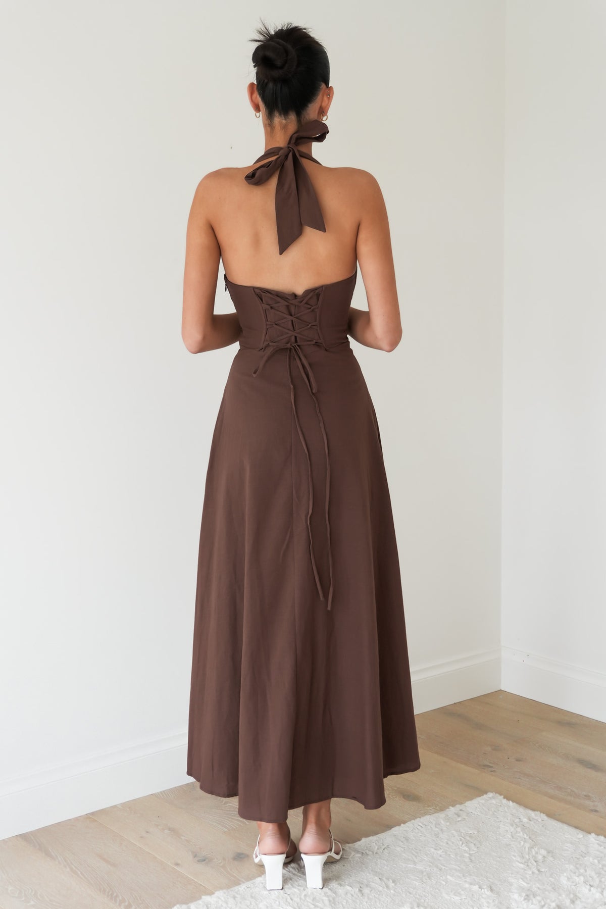 Merritt Halter Maxi Dress Chocolate