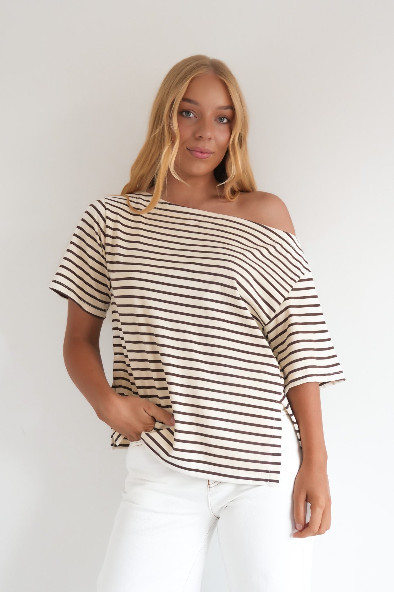 Michey Tee Cream Stripe