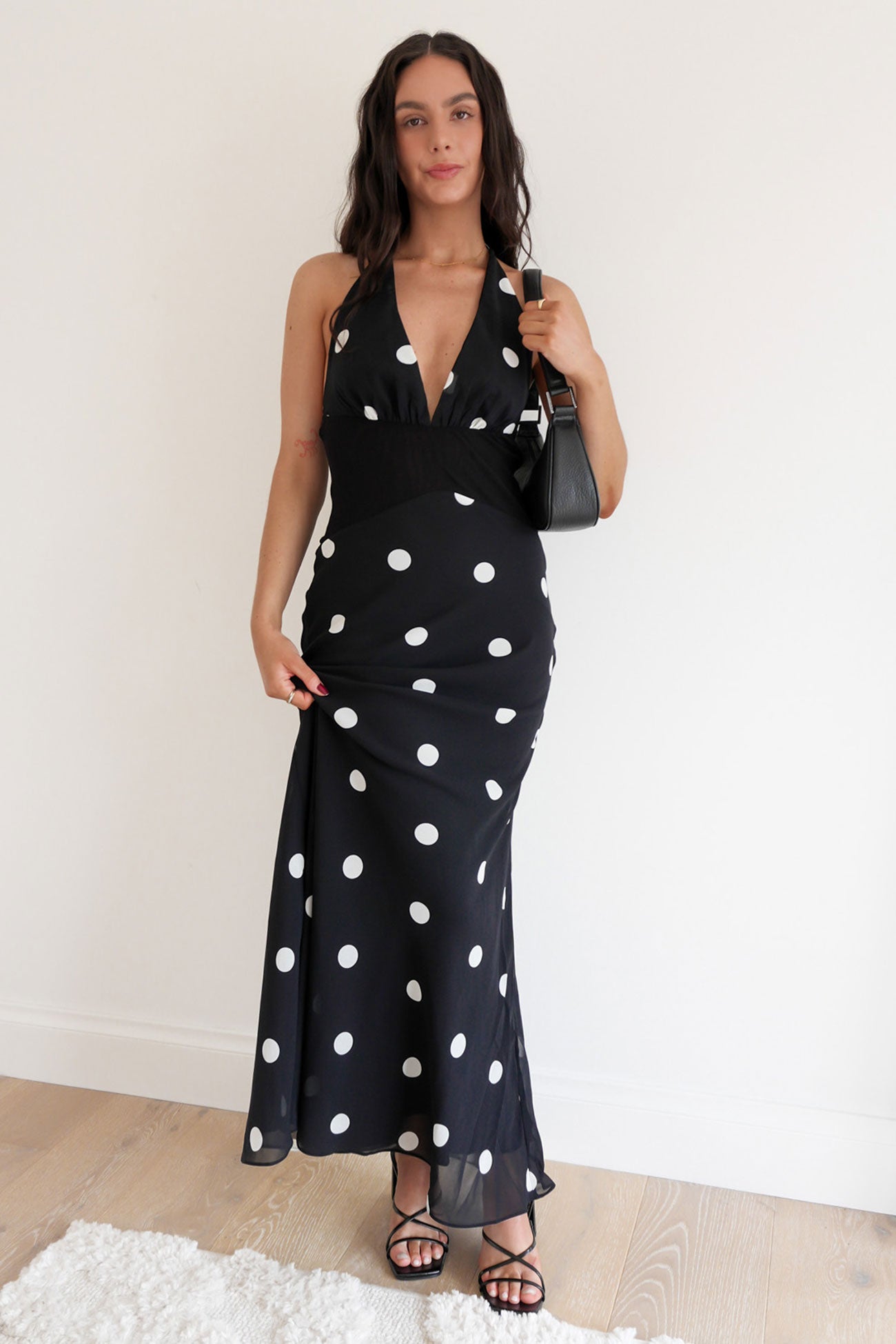 Mikayla Maxi Dress Black Polka Dot