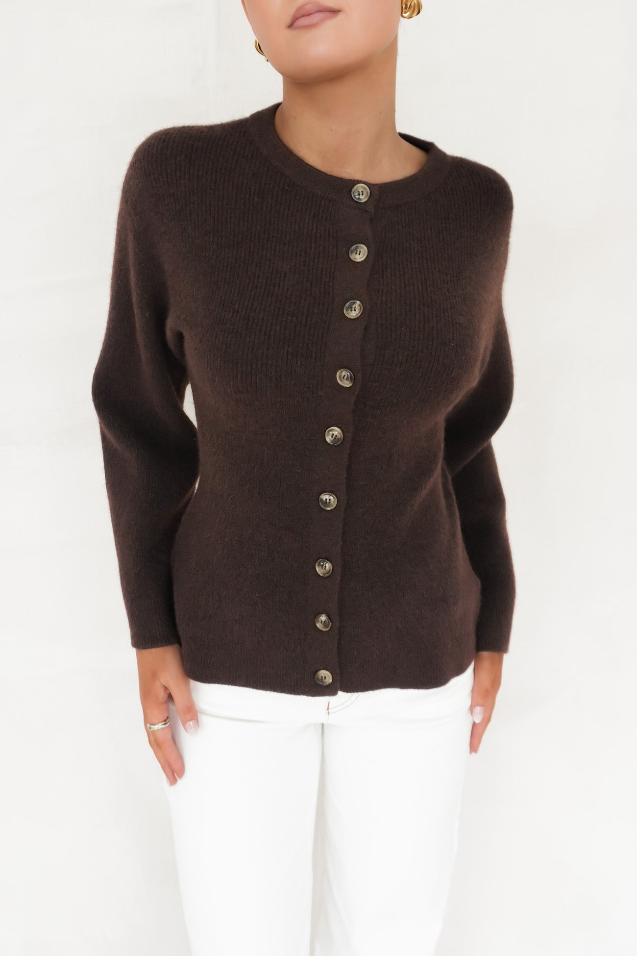 Milan Button Knit Chocolate