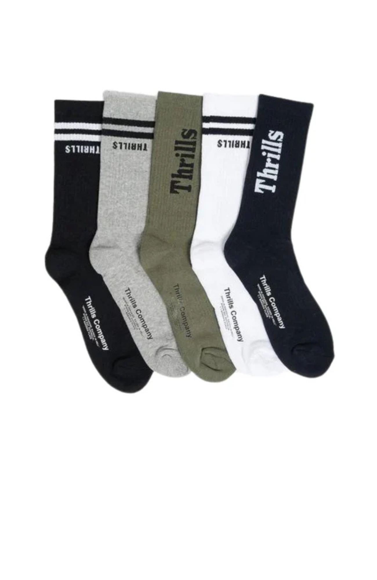 Minimal Thrills 5 Pack Sock Black / White / Army Green Total Eclipse Grey Marle