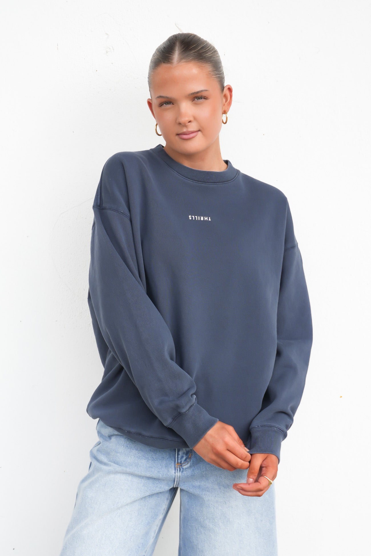 Minimal Thrills Slouch Crew Heritage Navy