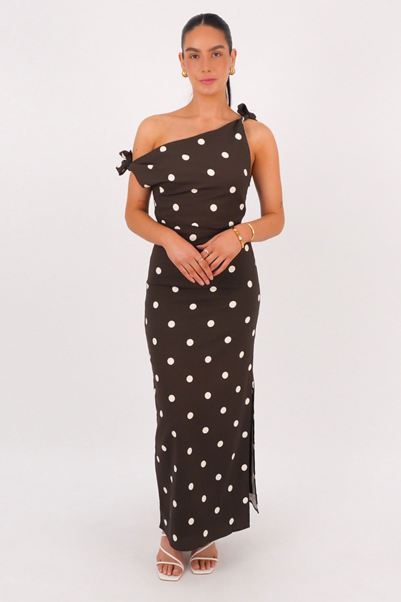 Miranda Maxi Dress Chocolate Polka Dot