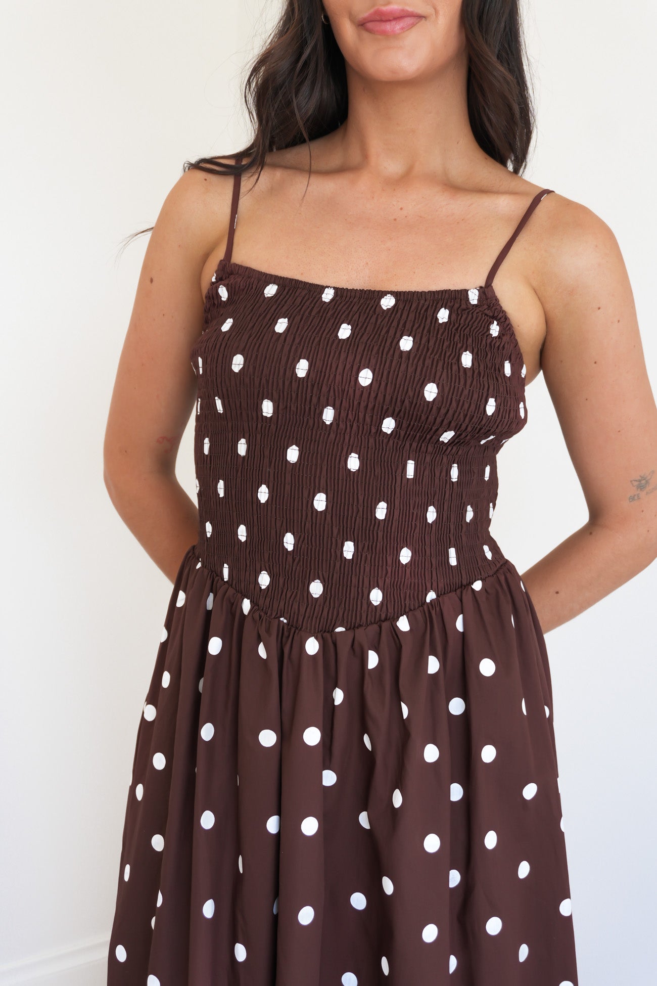 Mirha Maxi Dress Chocolate Polka Dot