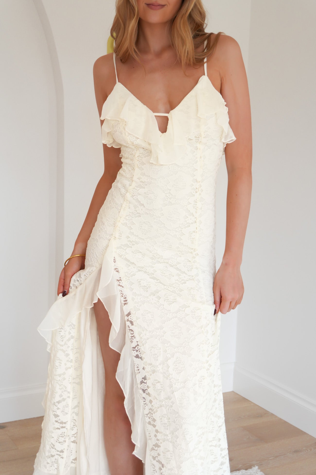 Mitchell Lace Maxi Dress Cream