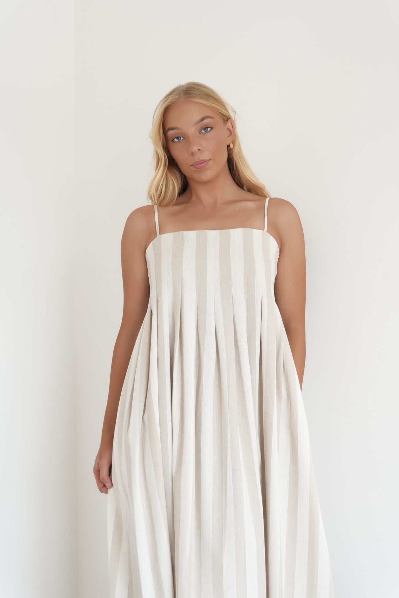 Molly Maxi Dress Beige Stripe