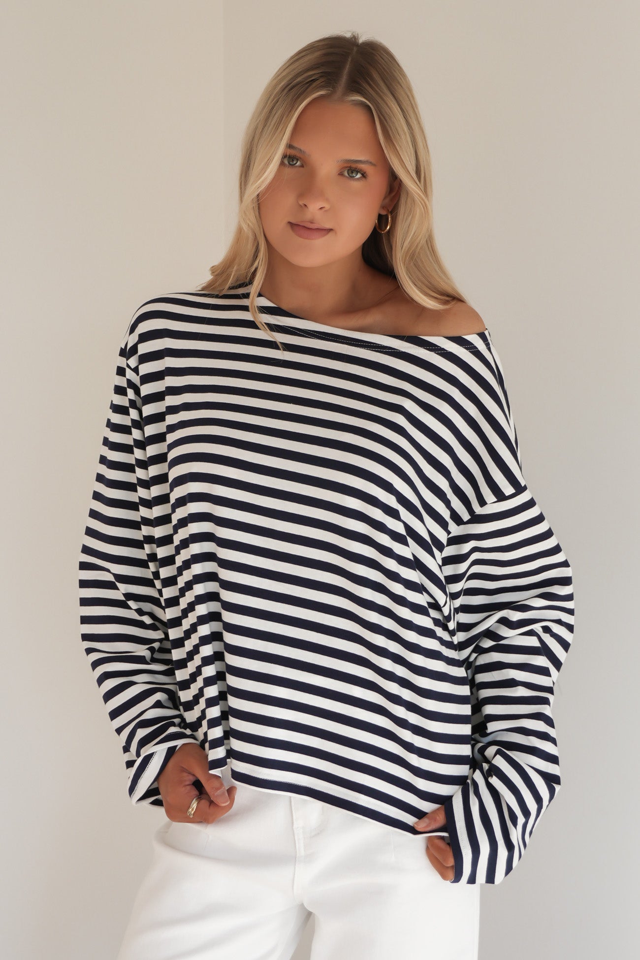 Monika Long Sleeve Tee Navy Stripe