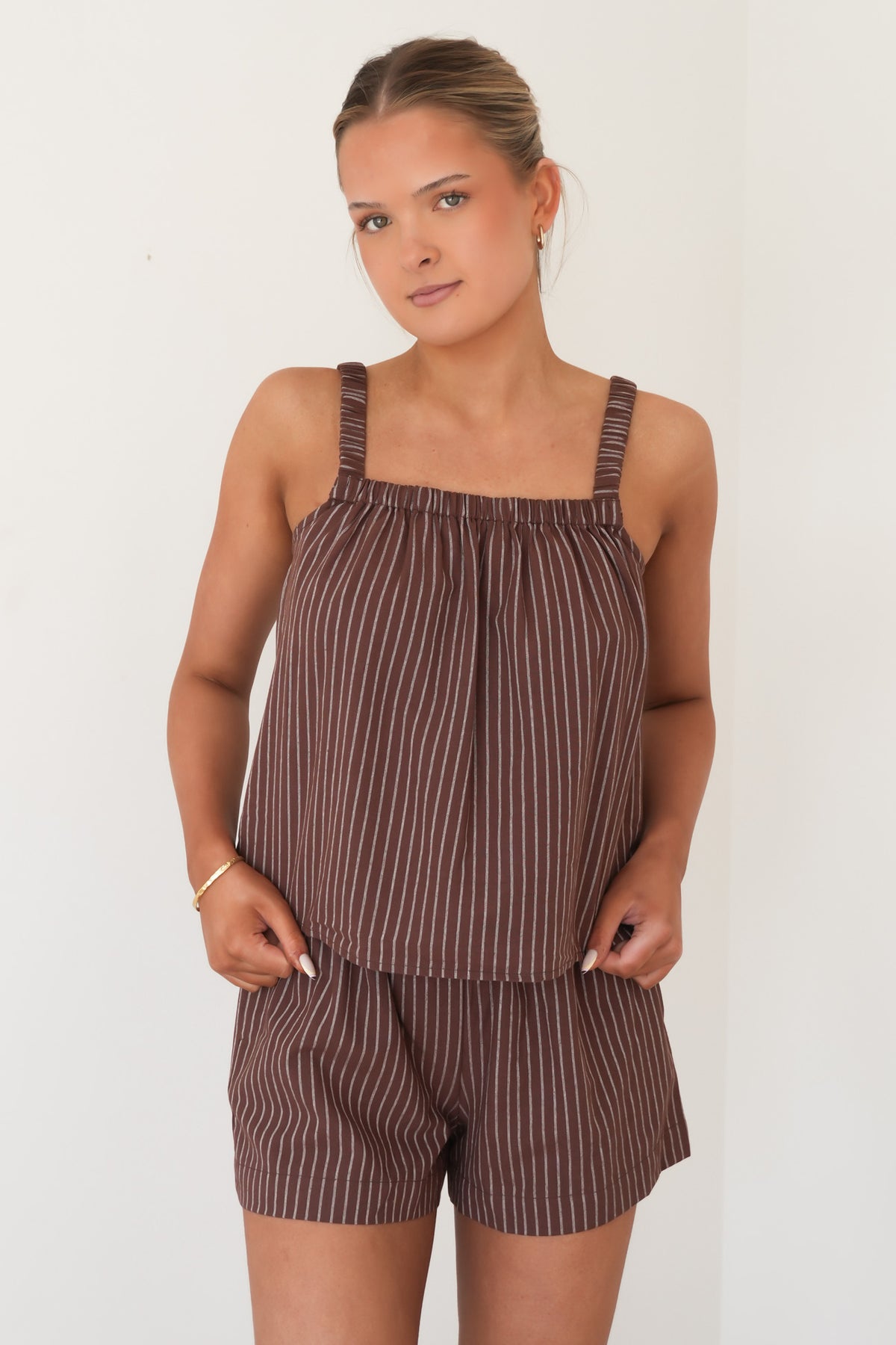 Myla Stripe Top Brown