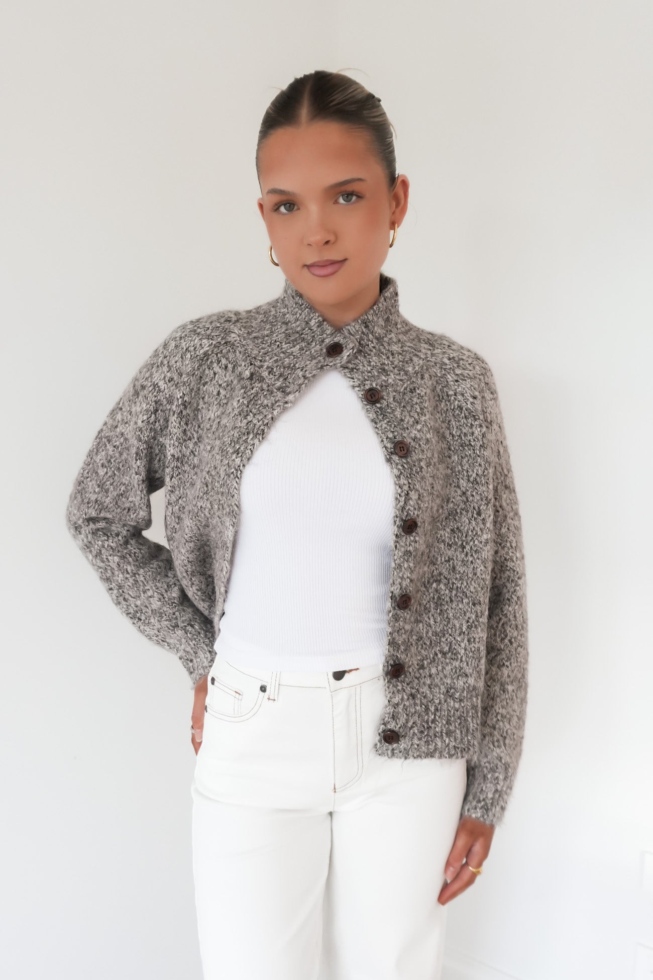 Naika Cardigan Mocha Speckle