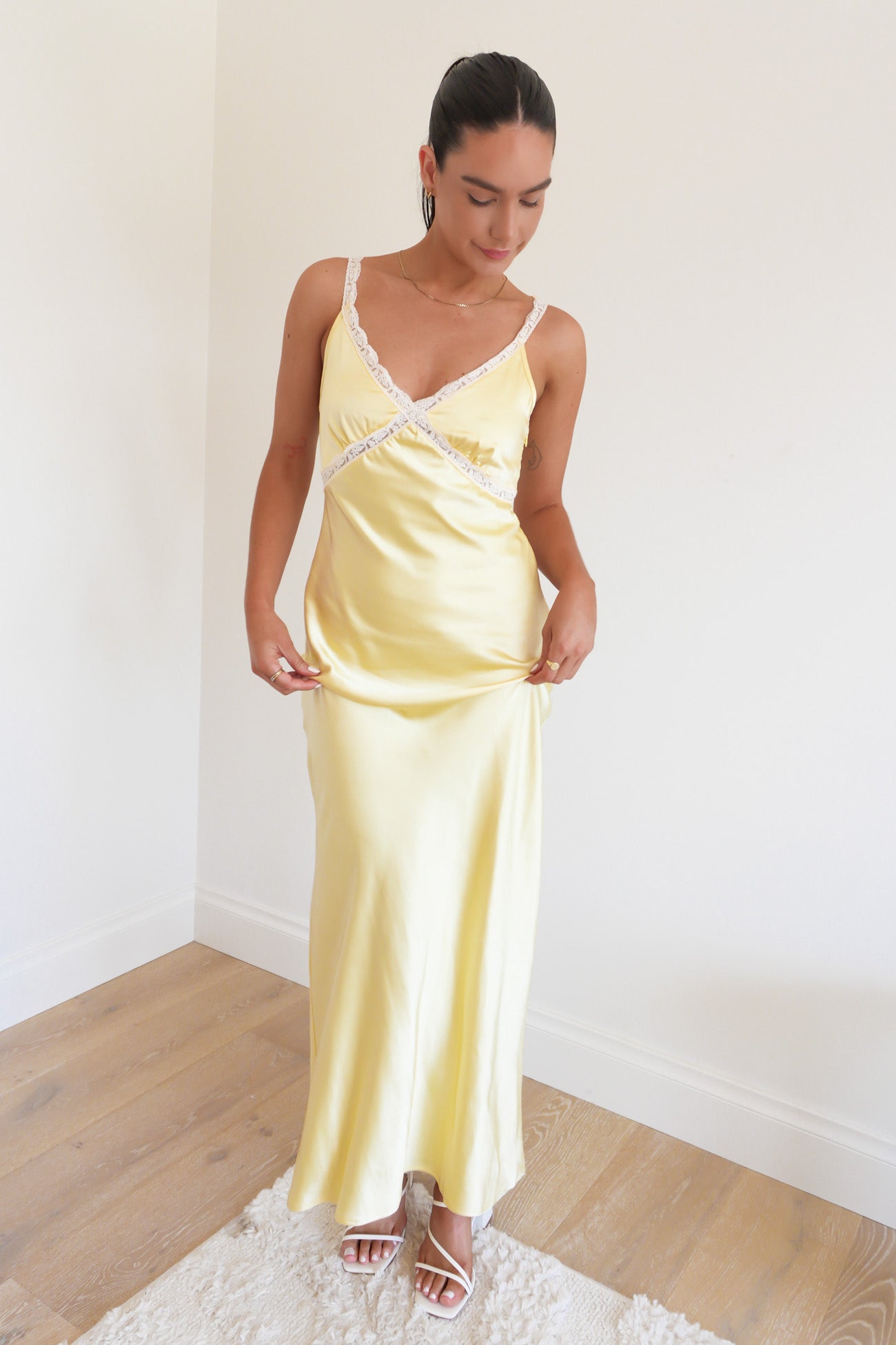 Naya Satin Maxi Dress Yellow