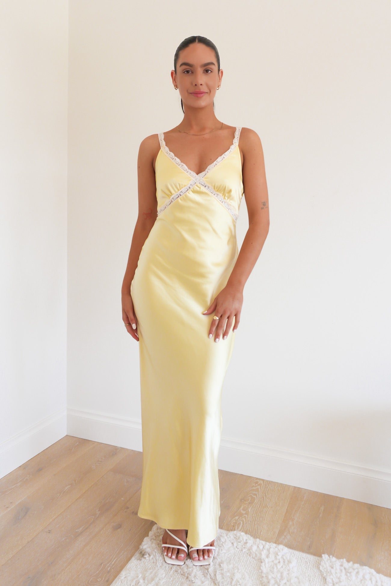 Naya Satin Maxi Dress Yellow