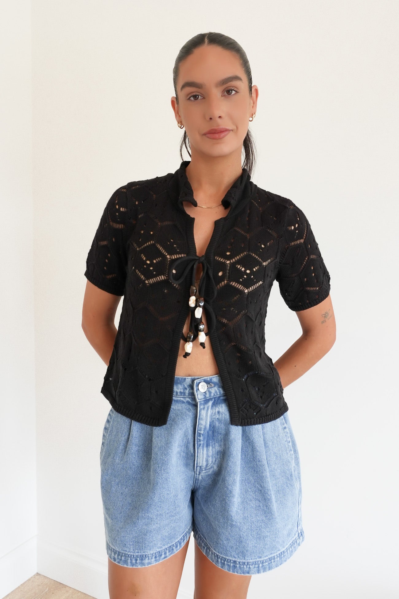 Nina Crochet Top Black