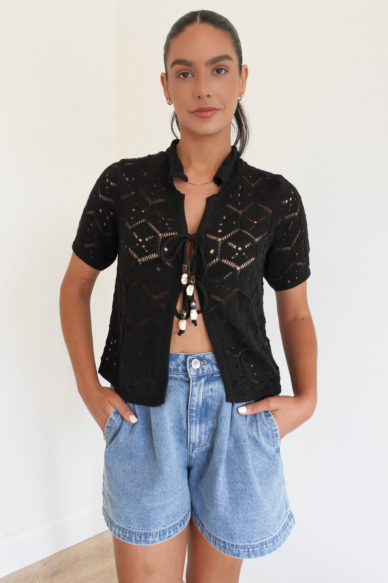 Nina Crochet Top Black